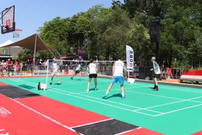 Parc de l'Europe badminton terrain joueurs